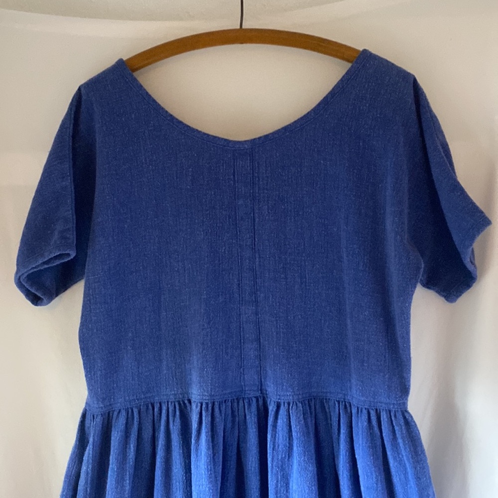 90s cotton button-back blue maxi dress - Picture 5 of 7